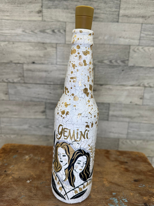 Small Light Up Bottle w/Zodiac Sign Gemini