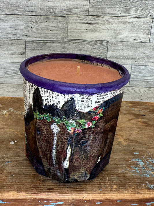 12 oz Soy Wax Cinnamon Scented Candle w/Horses