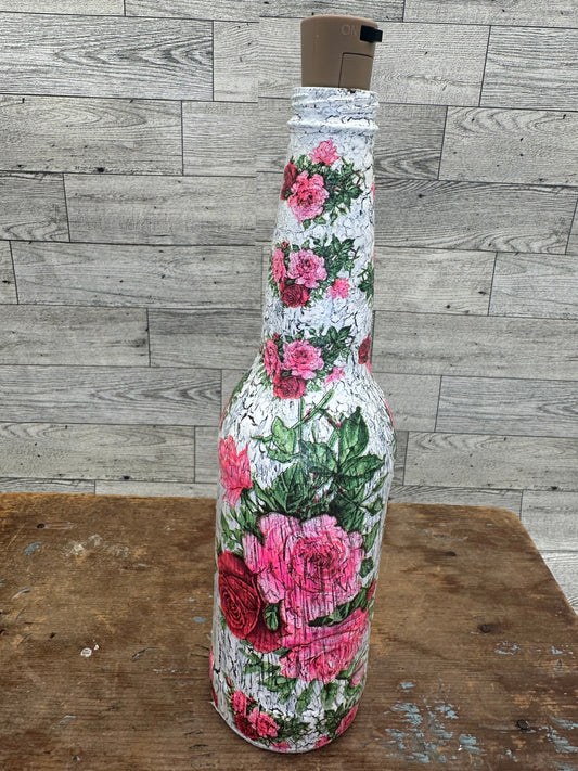 Small Light Up Bottle w/Roses