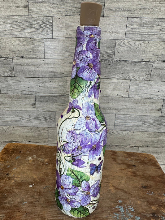 Small Light Up Bottle w/Flowers & Butterflies