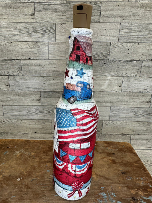 Small Light Up Bottle - Americana Theme