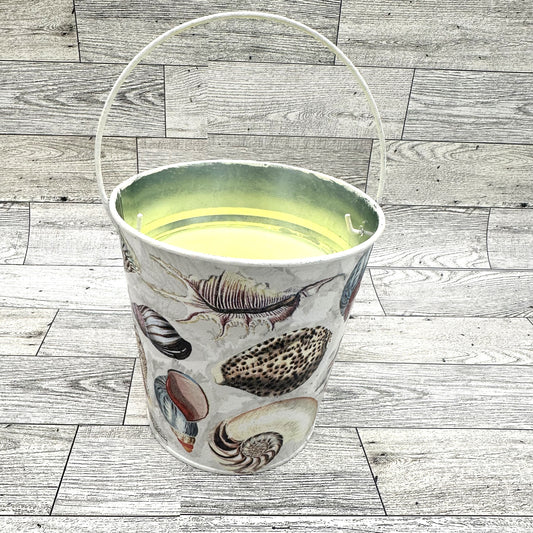 Citronella Bucket 11.5 oz Candle w/Decoupage Beach Scene