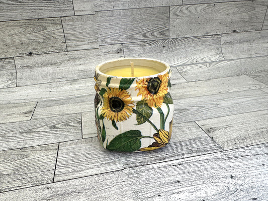 8 oz. Soy Wax Lemon Chiffon Candle w/Sunflowers