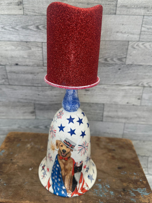4th of July Dog & Cat Candle Holder