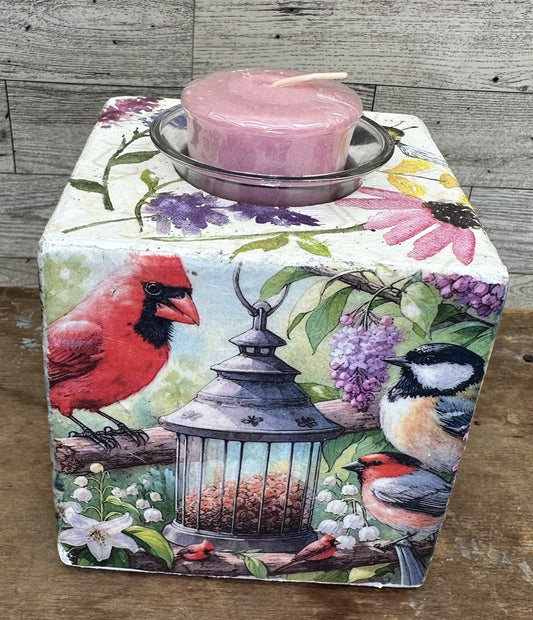 Votive Holder w/Birds