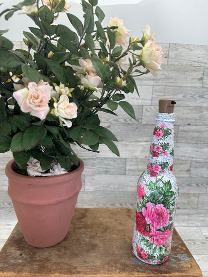 Small Light Up Bottle w/Roses