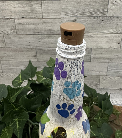 Colorful Pug w/Paw Prints Light Up Small Bottle
