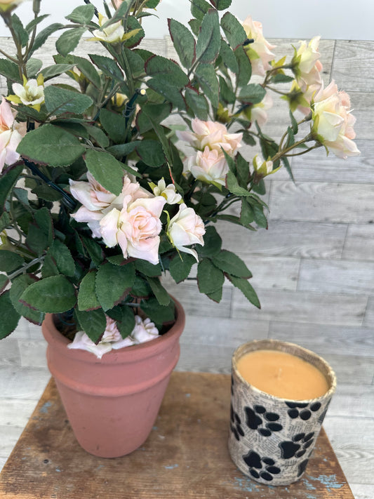 12 oz Soy Wax Vanilla Caramel Scented Candle w/Dog Prints