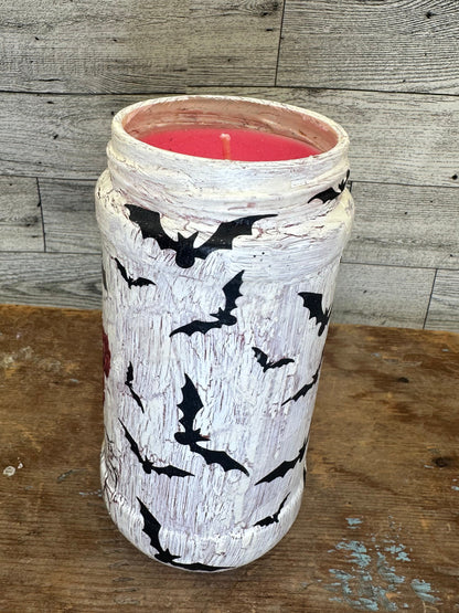 16 oz Halloween Candle w/Skull & Bats