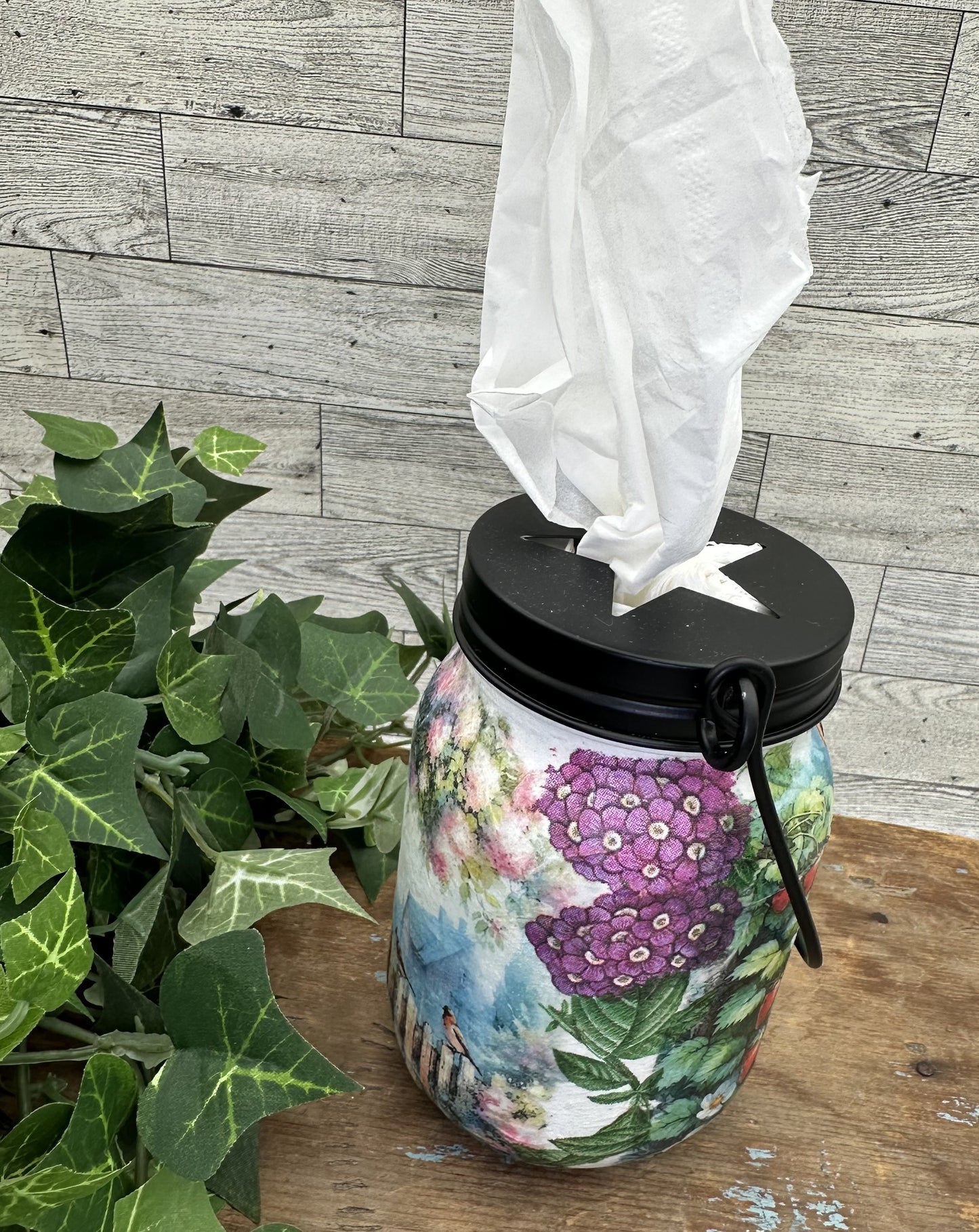 Spring/Summer Bunny w/Birdhouse & Flowers Tissue Holder