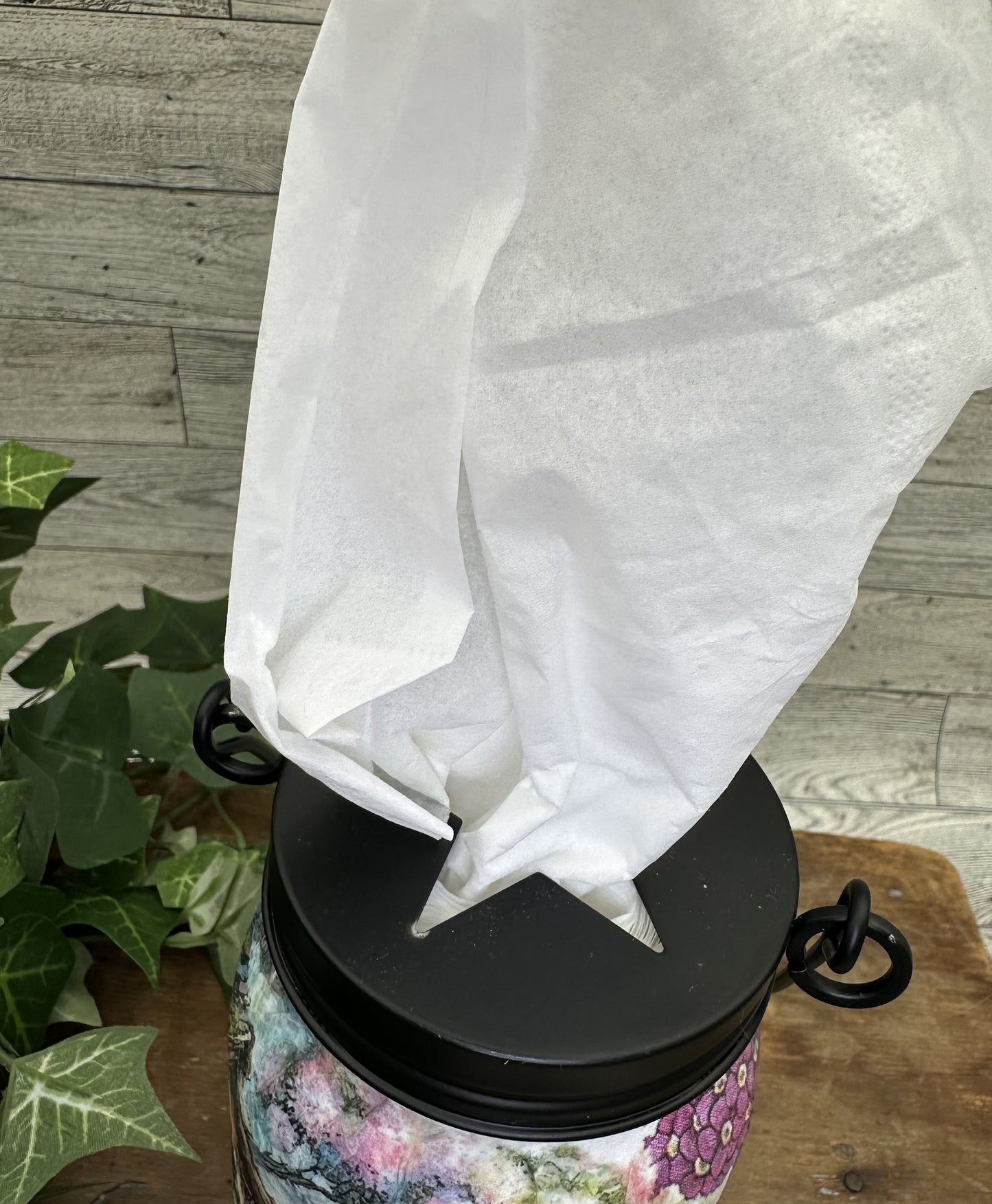 Spring/Summer Bunny w/Birdhouse & Flowers Tissue Holder